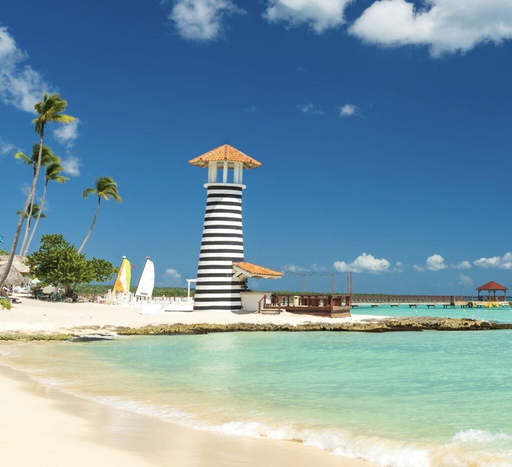 Lighthouse on the beach of the Caribbean, Dominican Republic, Bayahibe