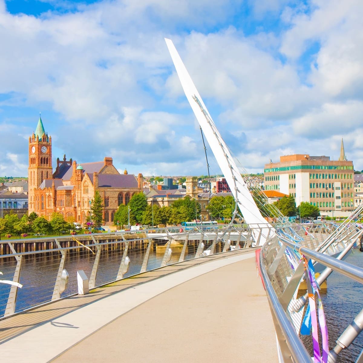 Modern Bridge Spanning The River Foyle In Londonderry Or Derry In Northern Ireland