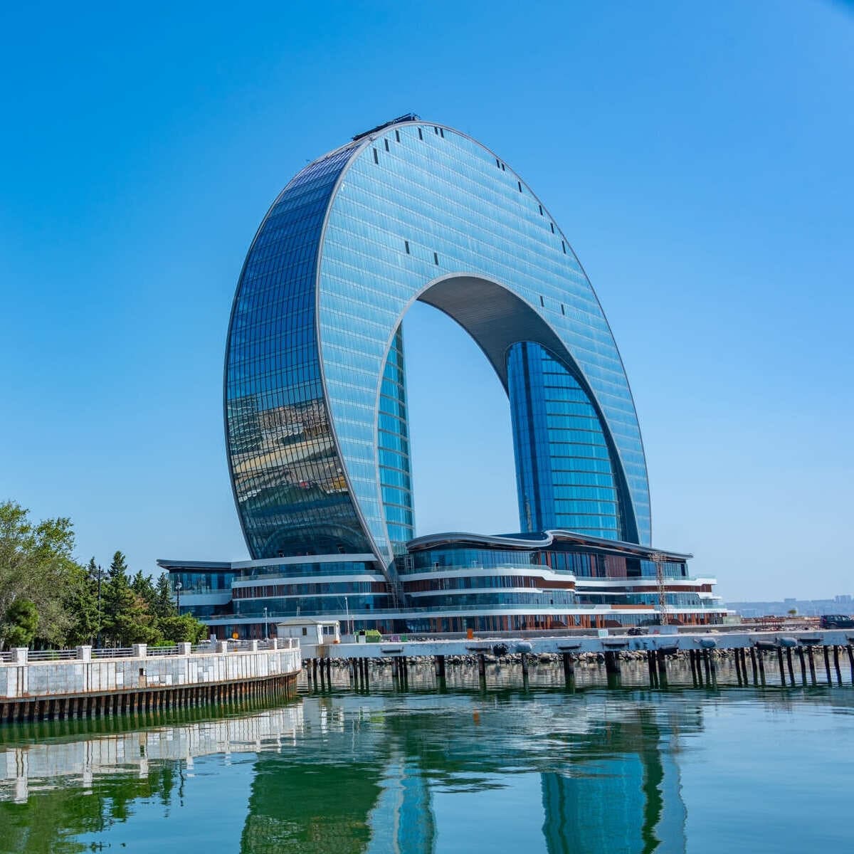 Modern Skyscraper On The Caspian Sea Shoreline, Baku, Azerbaijan