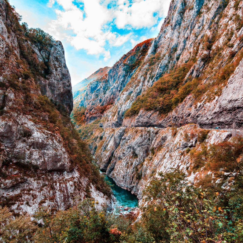 Mountain landscape. Tara River Canyon is part of rafting route, Durmitor National Park, Montenegro.