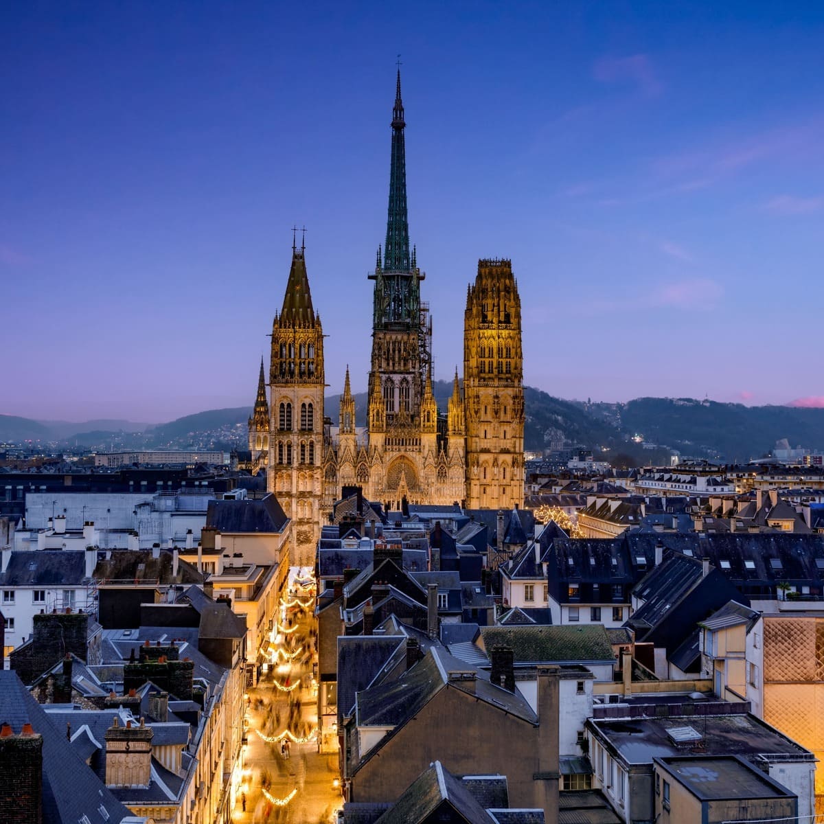 Panoramic View Of Rouen Historic Center Seen From The Top Of The Astronomical Clock Tower, France