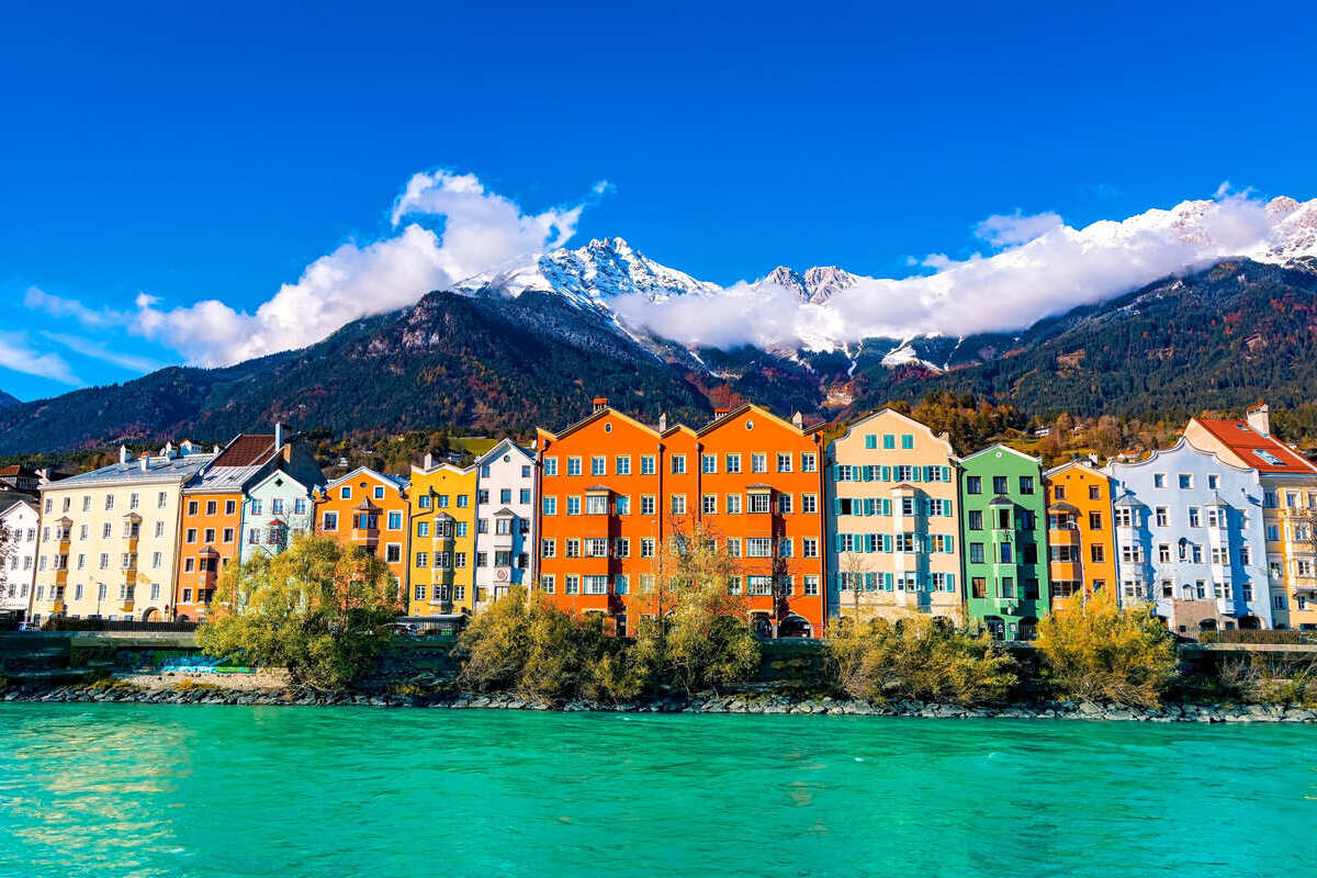 Panoramic View Of The Colorful Houses In Innsbruck, Austria