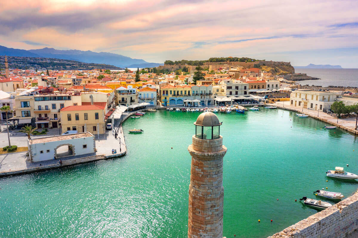 Panoramic View Of The Port In Rethymno, Crete, Greece