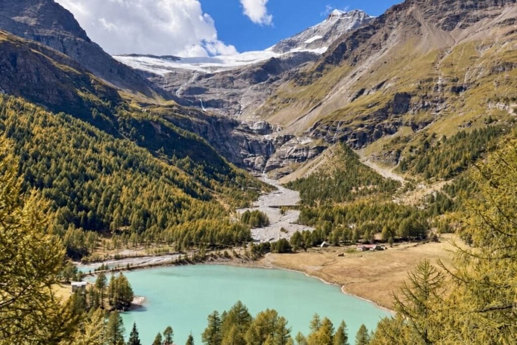 Pearly Blue Alpine Lake Near Poschiavo On The Bernina Express Coming From Switzerland