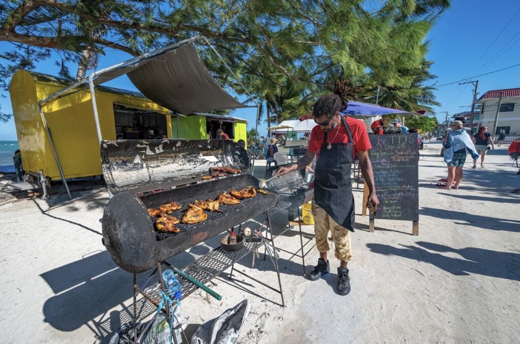 Streetside barbecues on Caye Caulker