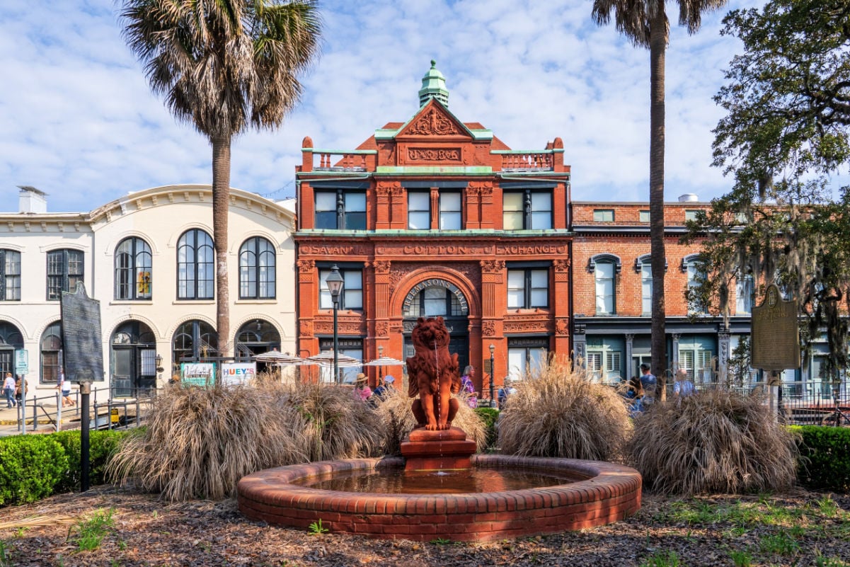 The Savannah Cotton Exchange building, established in 1876 in Savannah, Georgia, United States