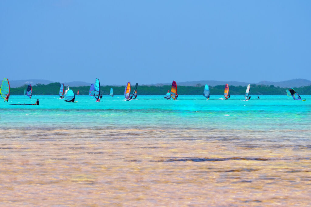 Windsurfing at Sorobon beach,Bonaire, Caribbean Netherlands