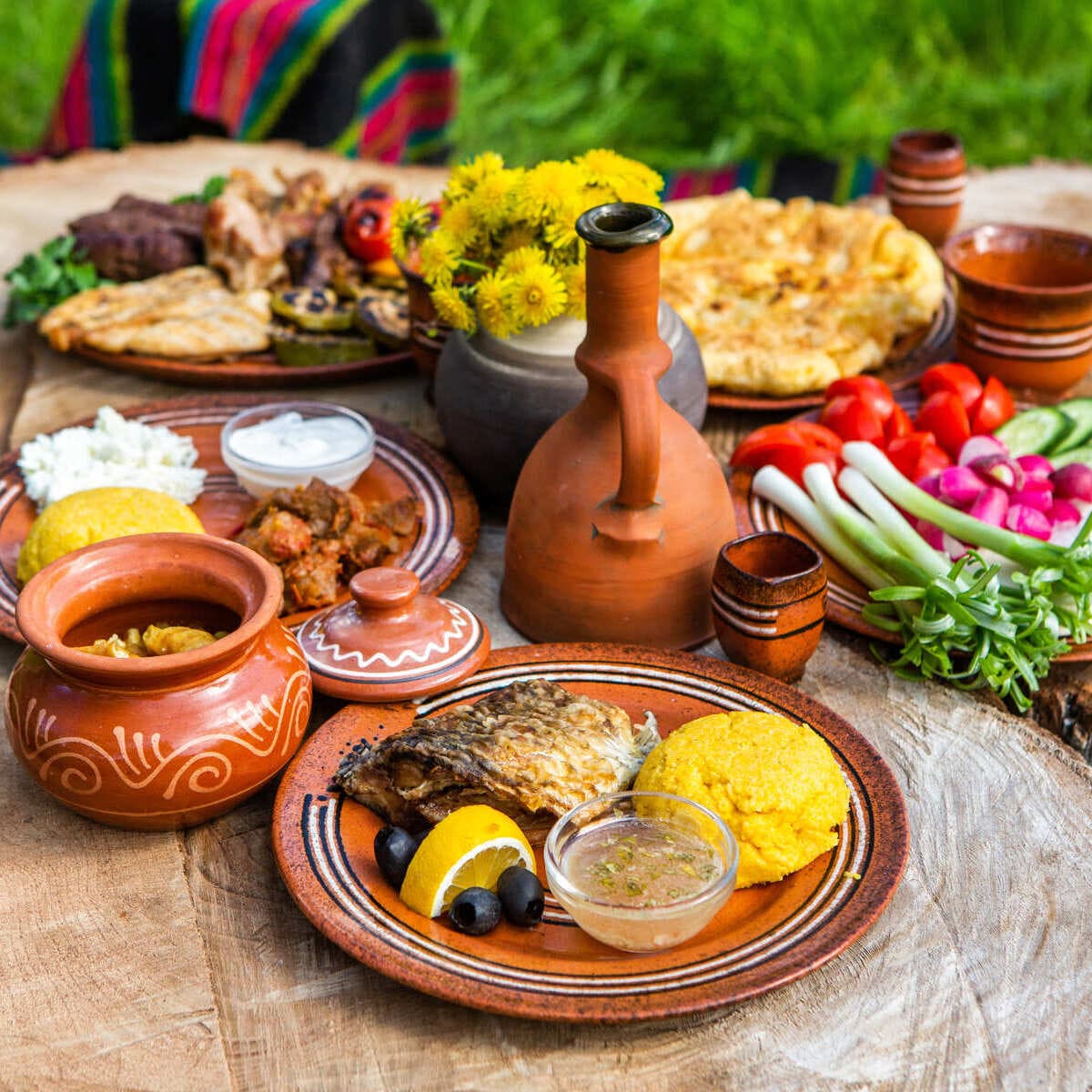 A Generous Serving Of Moldova Traditional Dishes, Eastern European Food
