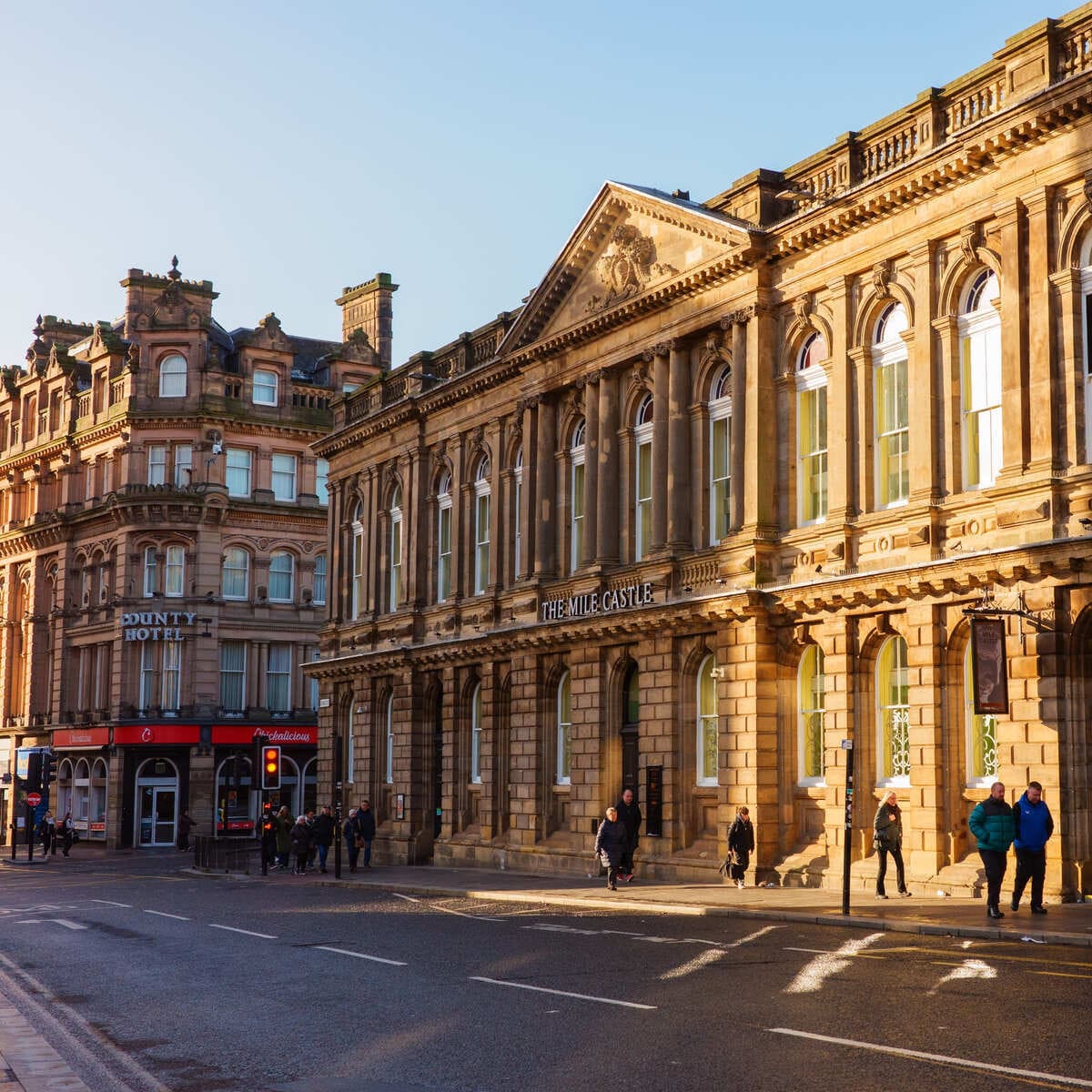 A Row Of Georgian Buildings In Newcastle upon Tyne, Northern England, United Kingdom