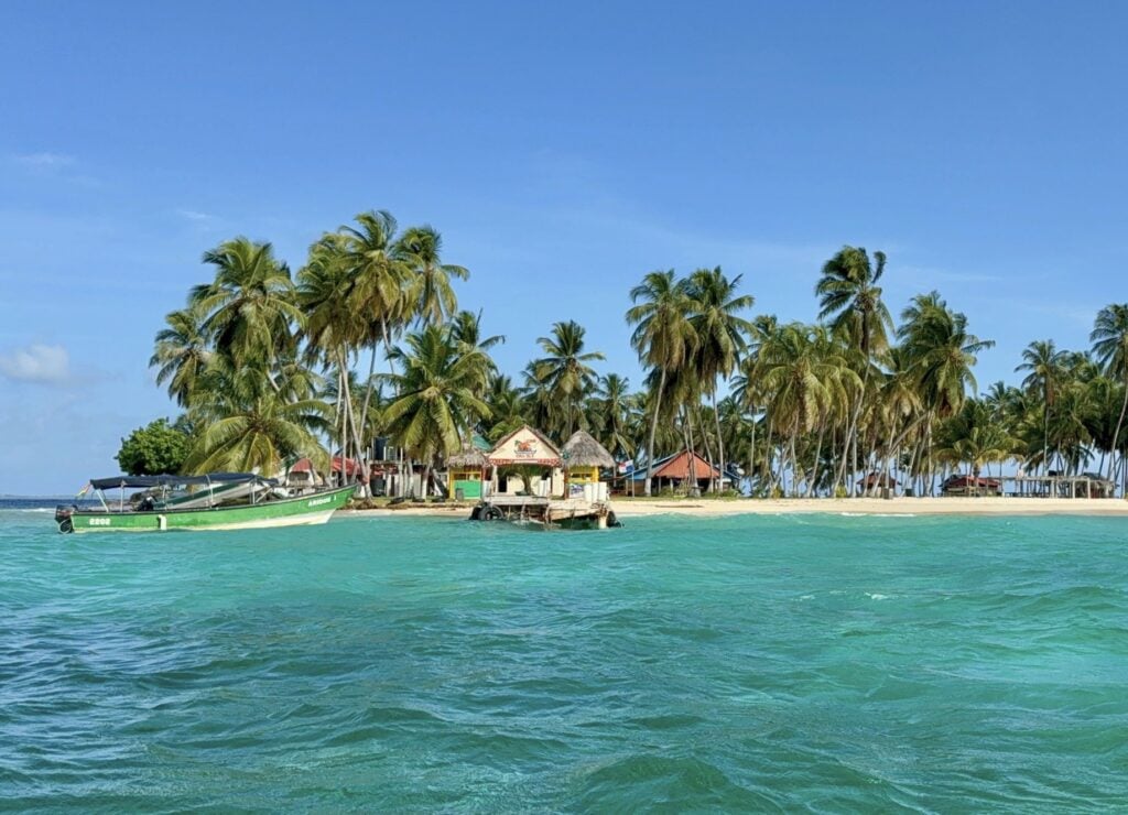 A serene view of a beautiful San Blas Island, with crystal-clear waters