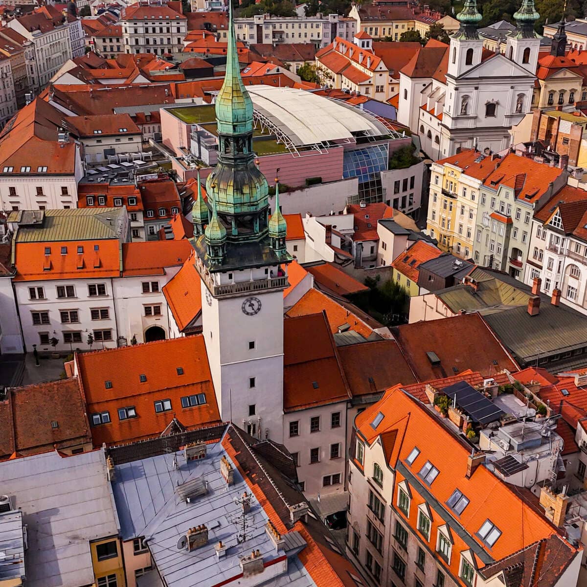 Aerial View Of Brno Historic Center, Czechia