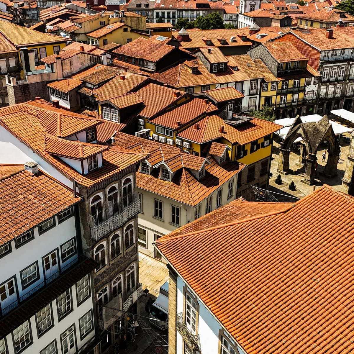 Aerial View Of The Medieval Center Of Guimaraes, Portugal