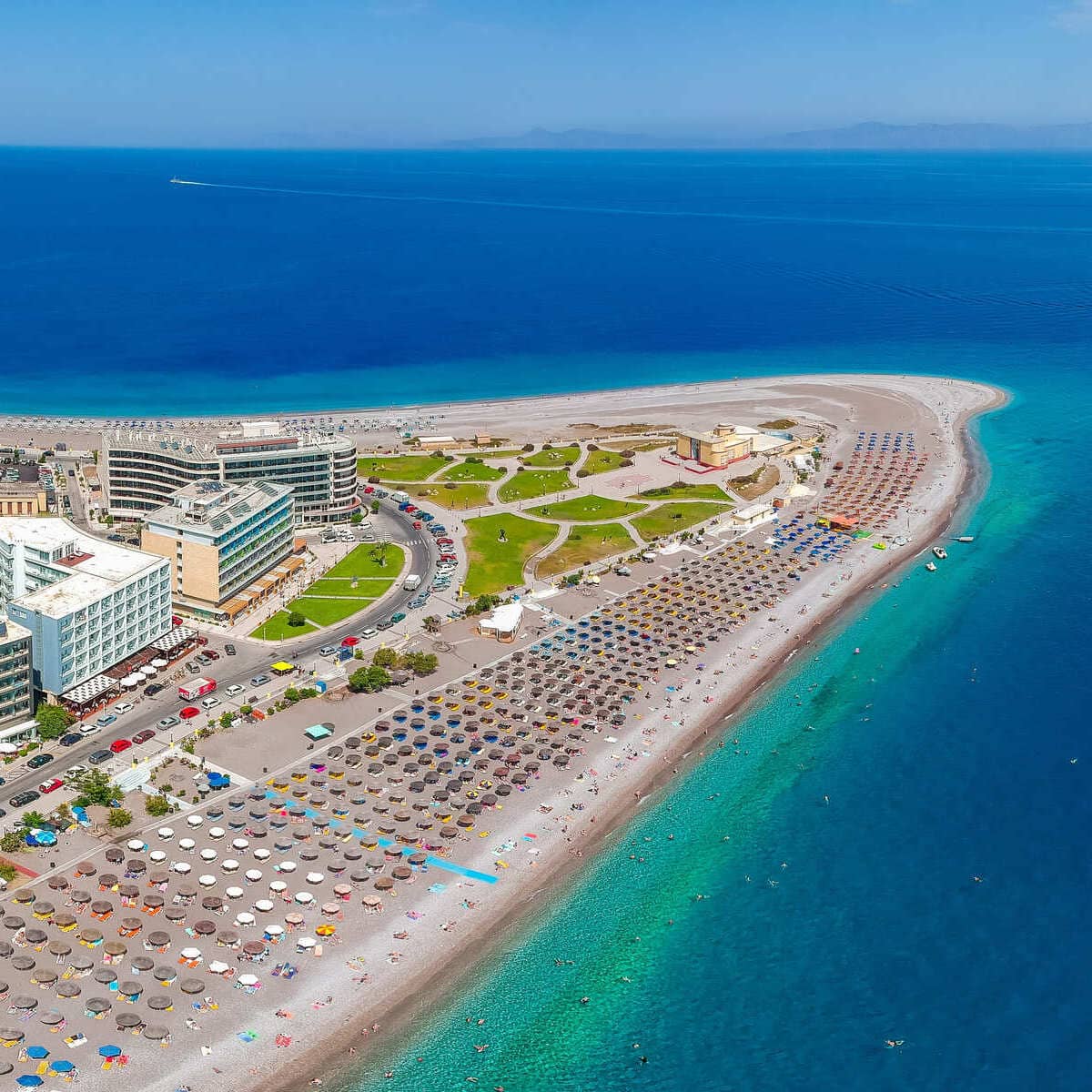 Aerial View Of The Resort Beach Zone Of Ellis In Rhodes Town, Greece