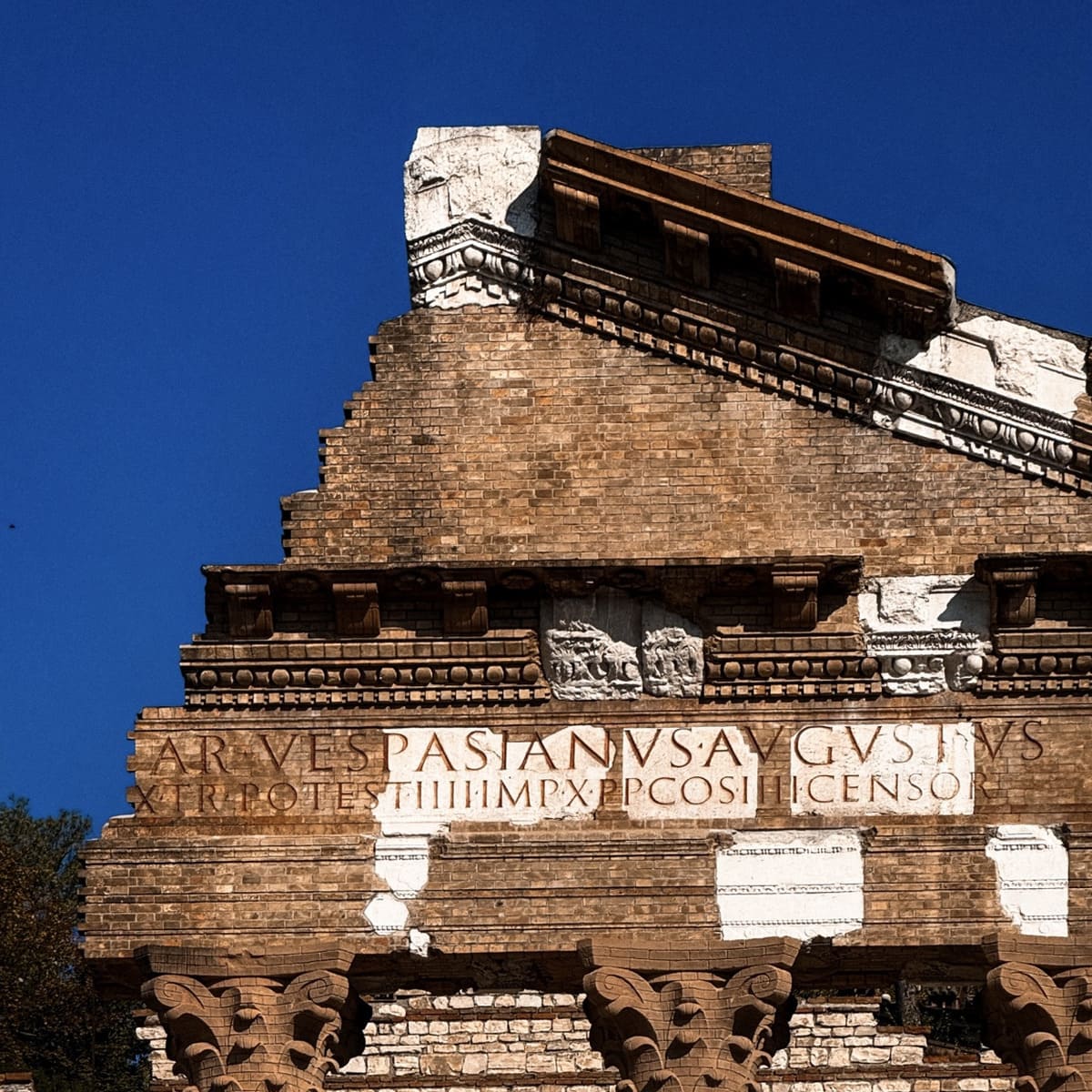 Close Up View Of The Writing On The Capitoline Temple, Brescia, Italy