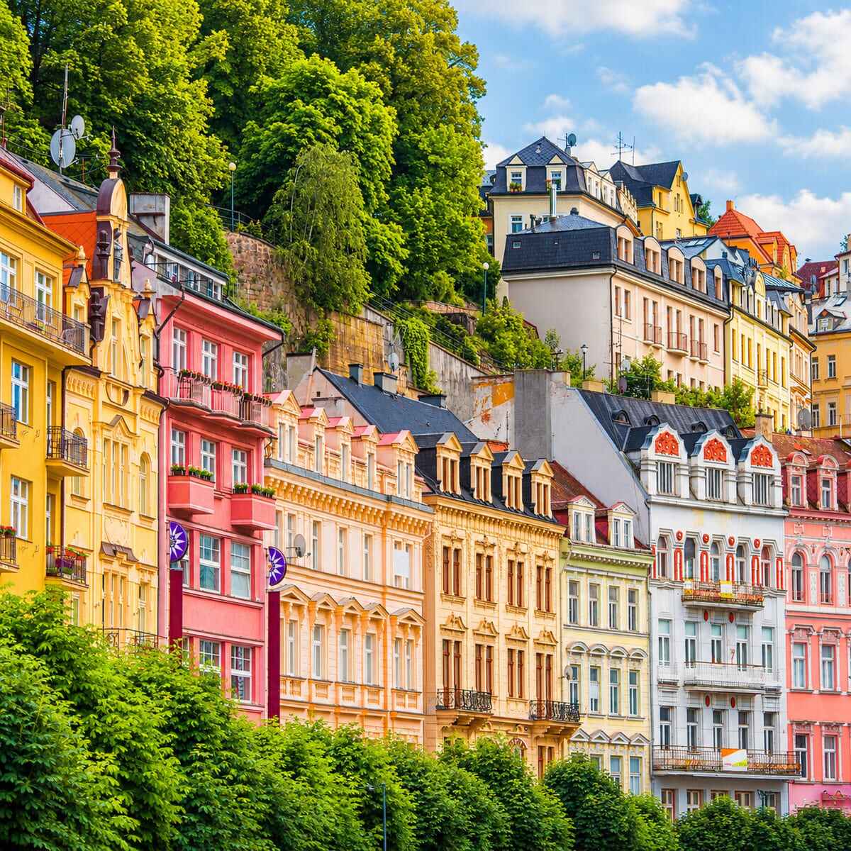 Colorful Facades In The Spa Town Of Karlovy Vary, Czechia