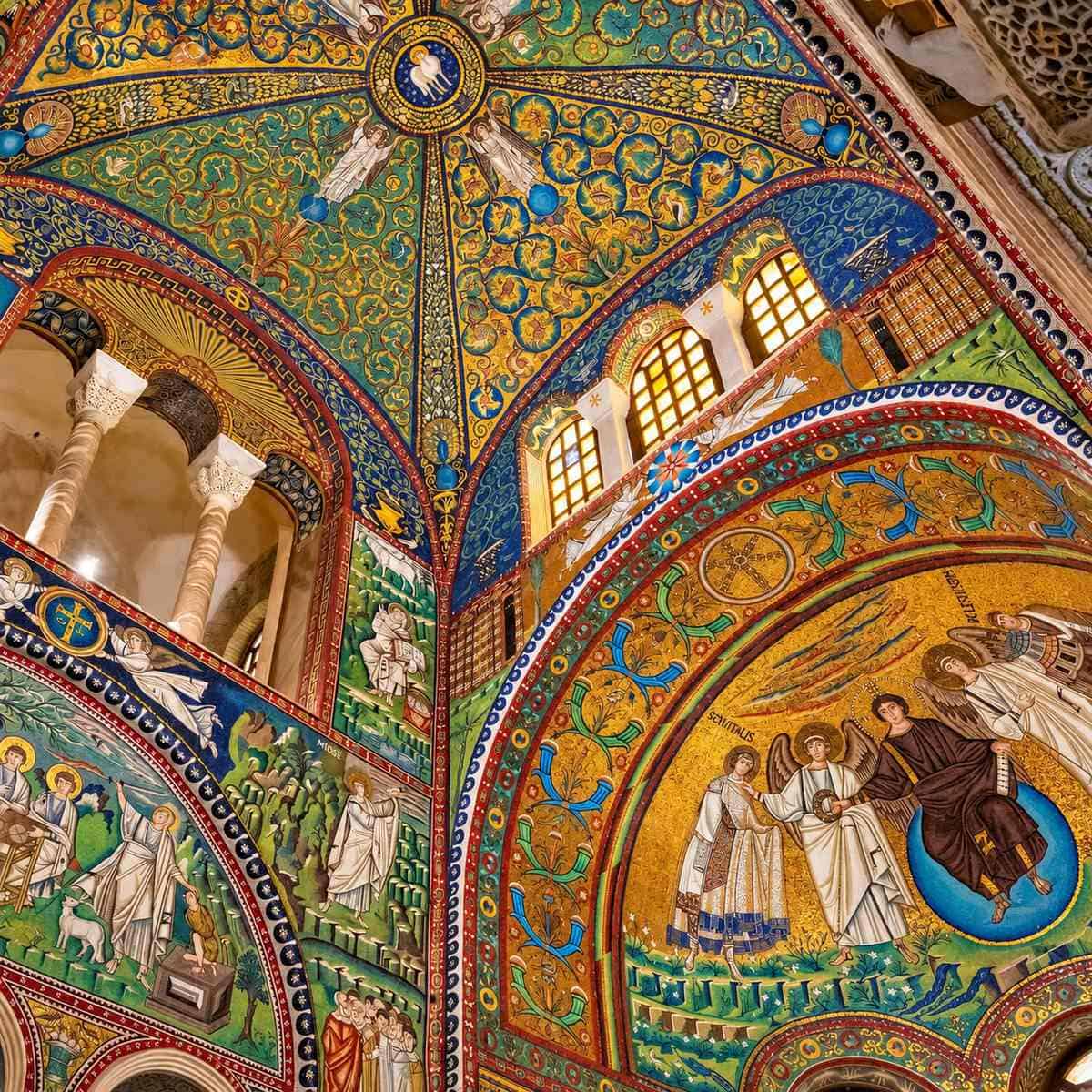 Colorful Mosaics Inside A Byzantine Basilica In Ravenna, Italy