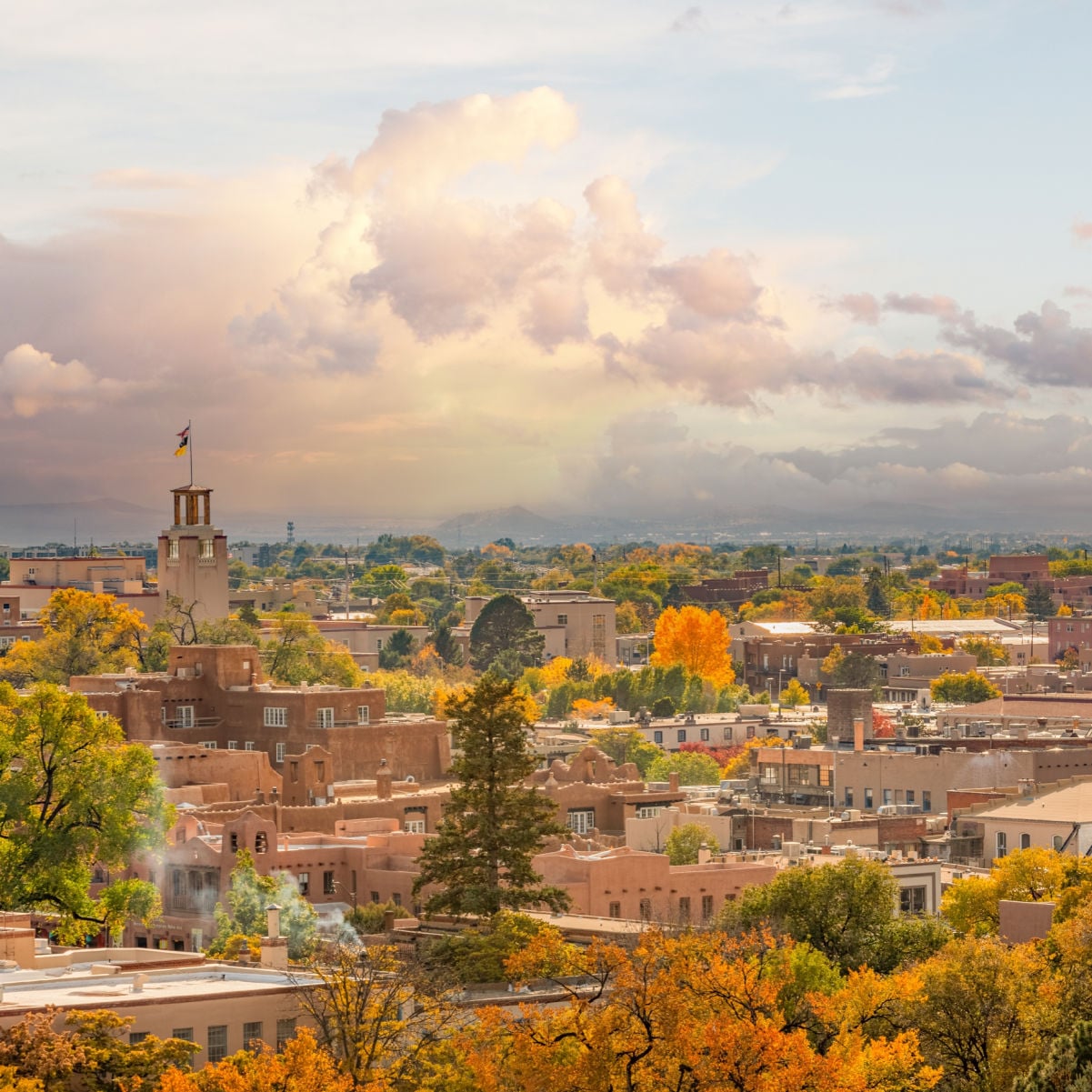Historic Santa Fe, New Mexico in fall