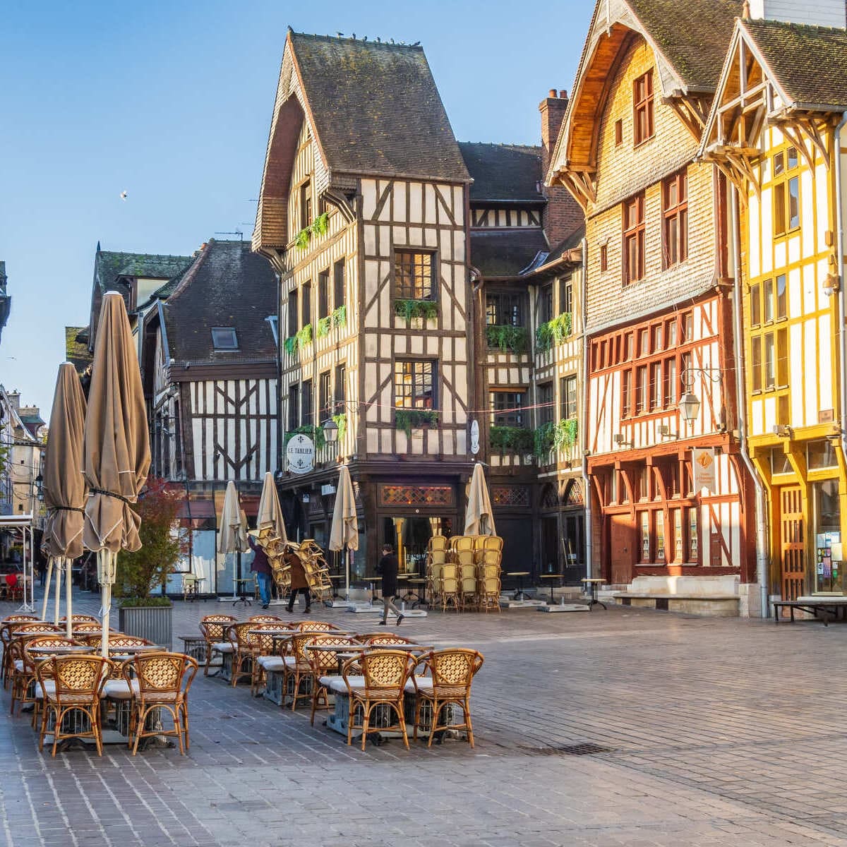 Medieval Half Timbered Buildings In Troyes, France