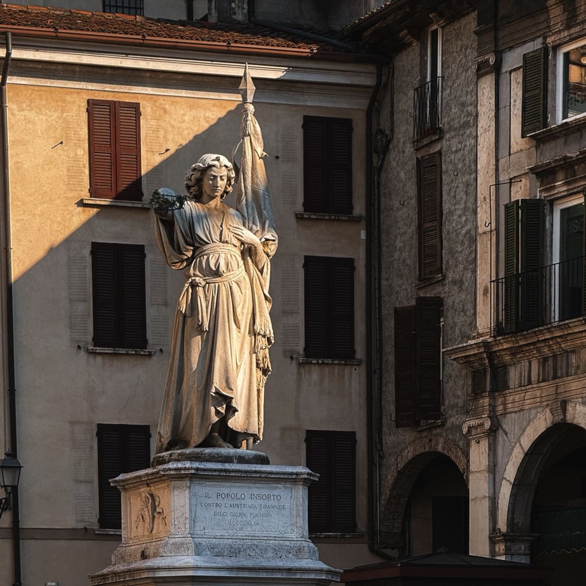 Medieval Town Square In Brescia, Italy