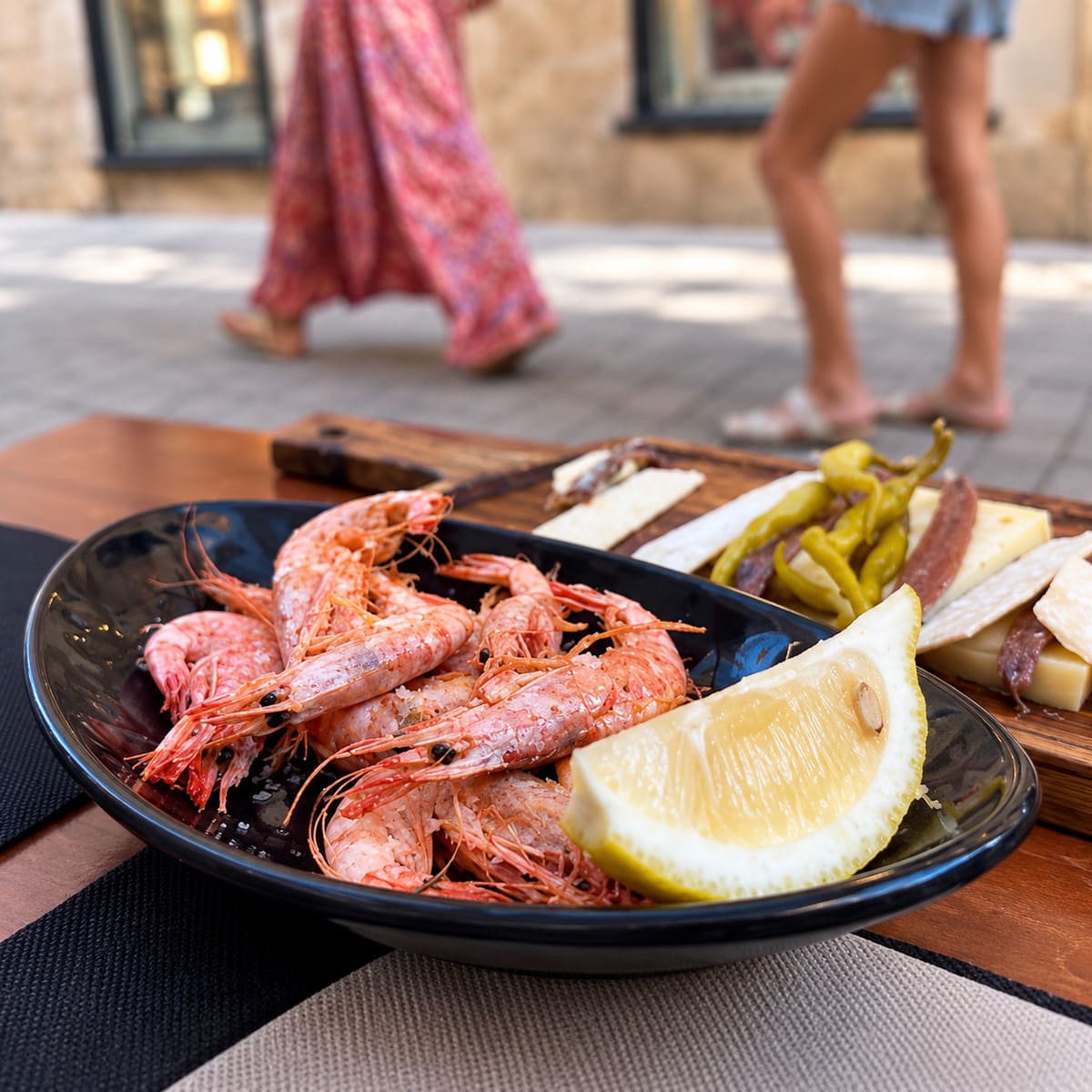 Menorcan Red Shrimps Served In A Restaurant In Ciutadella de Menorca, Spanish Food, Spain