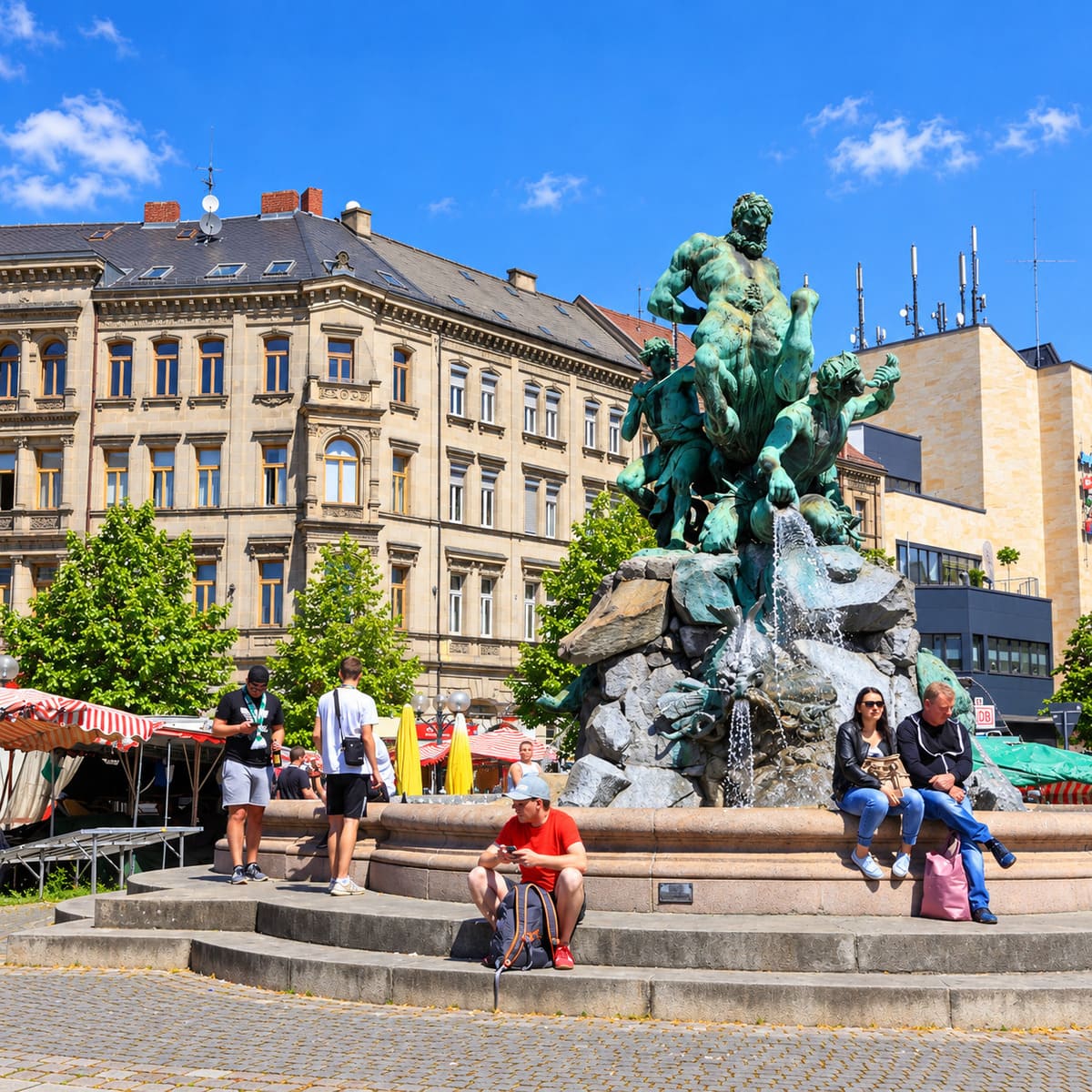 Ornate Fountain In Furth Old Town, Germany