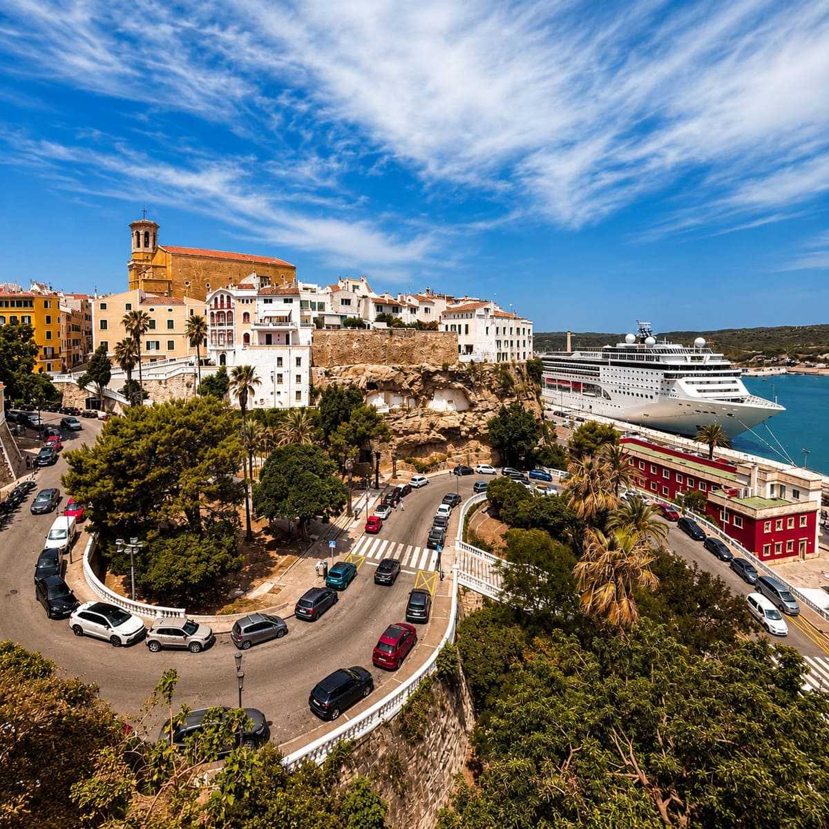 Panoramic View Of Port Mahon Or Mao, The Capital Of Menorca, Balearic Islands, Spain