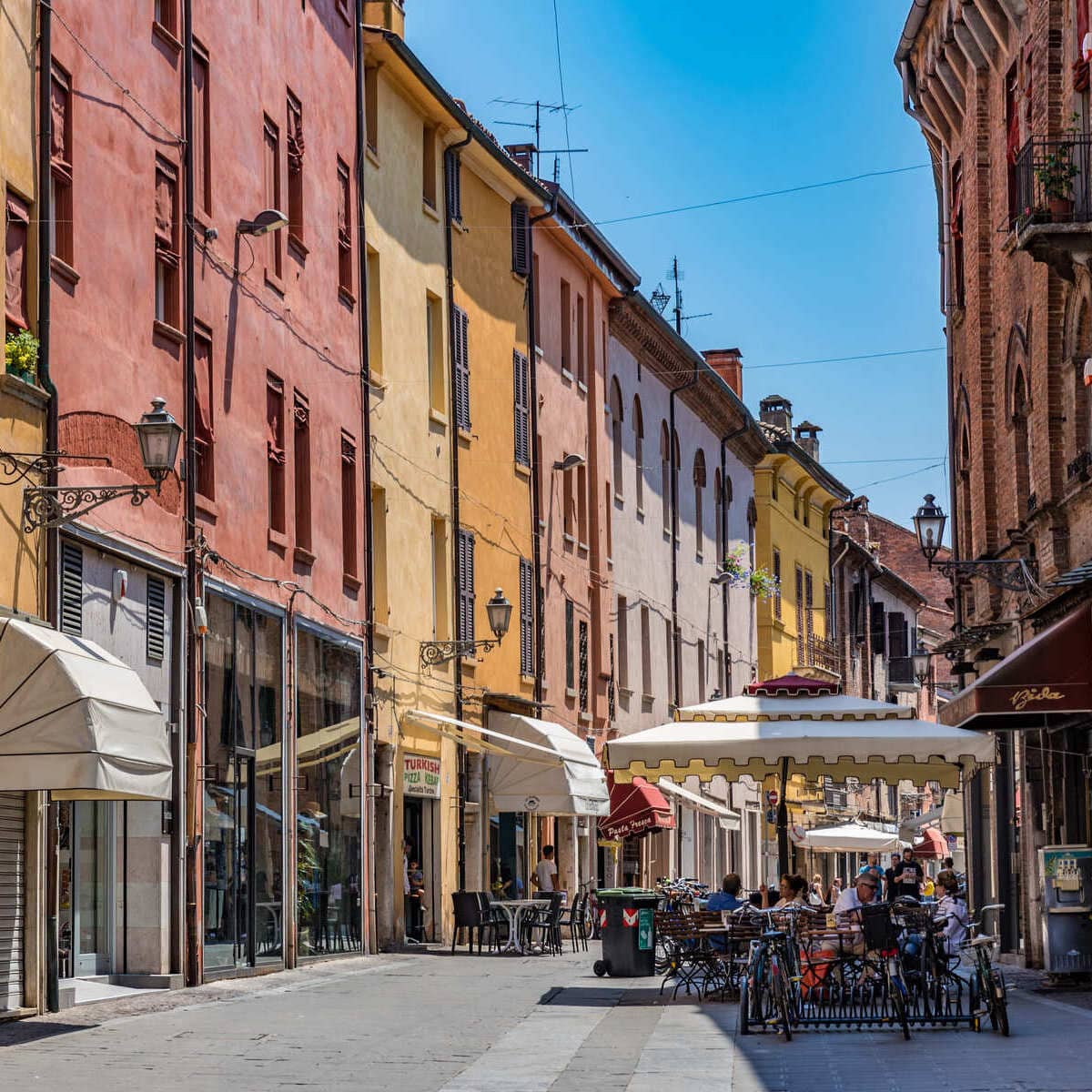 Pastel Buildings In Ferrara, Northern Italy