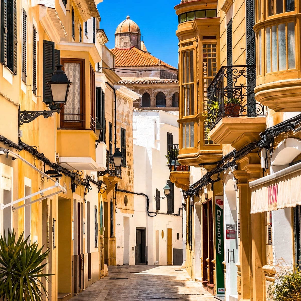 Picturesque View Of An Old Town Street In Ciutadella de Menorca, Spain