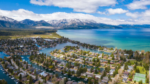South Lake Tahoe Keys on Sunny Day with Clear Waters