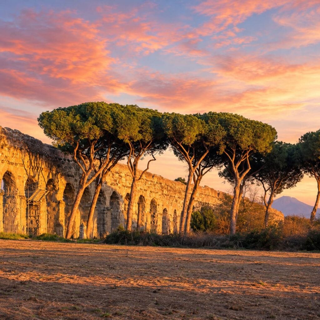 The Ancient Roman Aqueduct Park In Rome, Italy