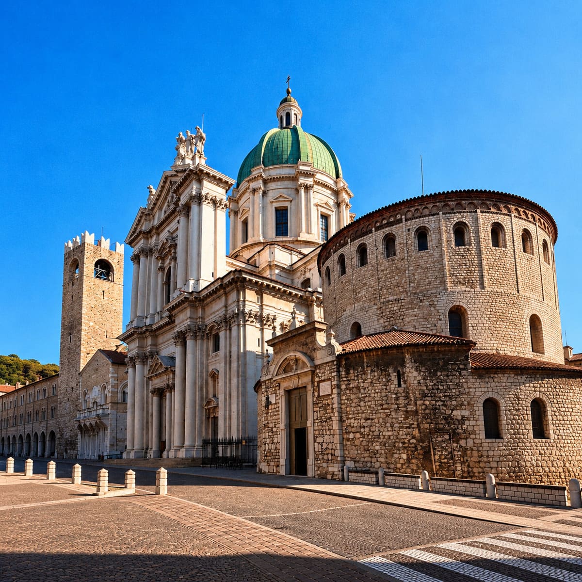 The Two Cathedrals Of Brescia, Lombardy, Northern Italy