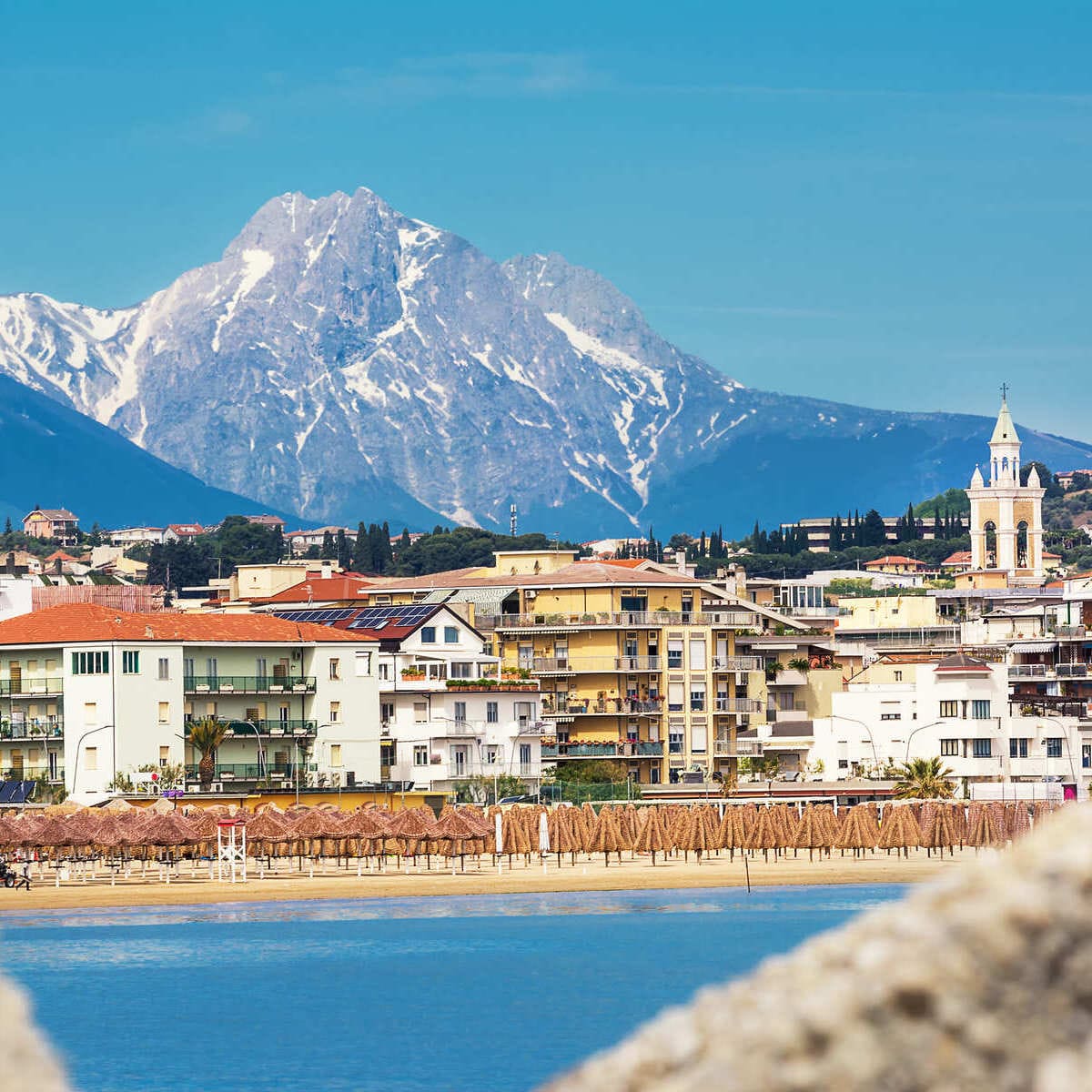 The Waterfront In Pescara Backed By The Abruzzo Mountains In Northern Italy