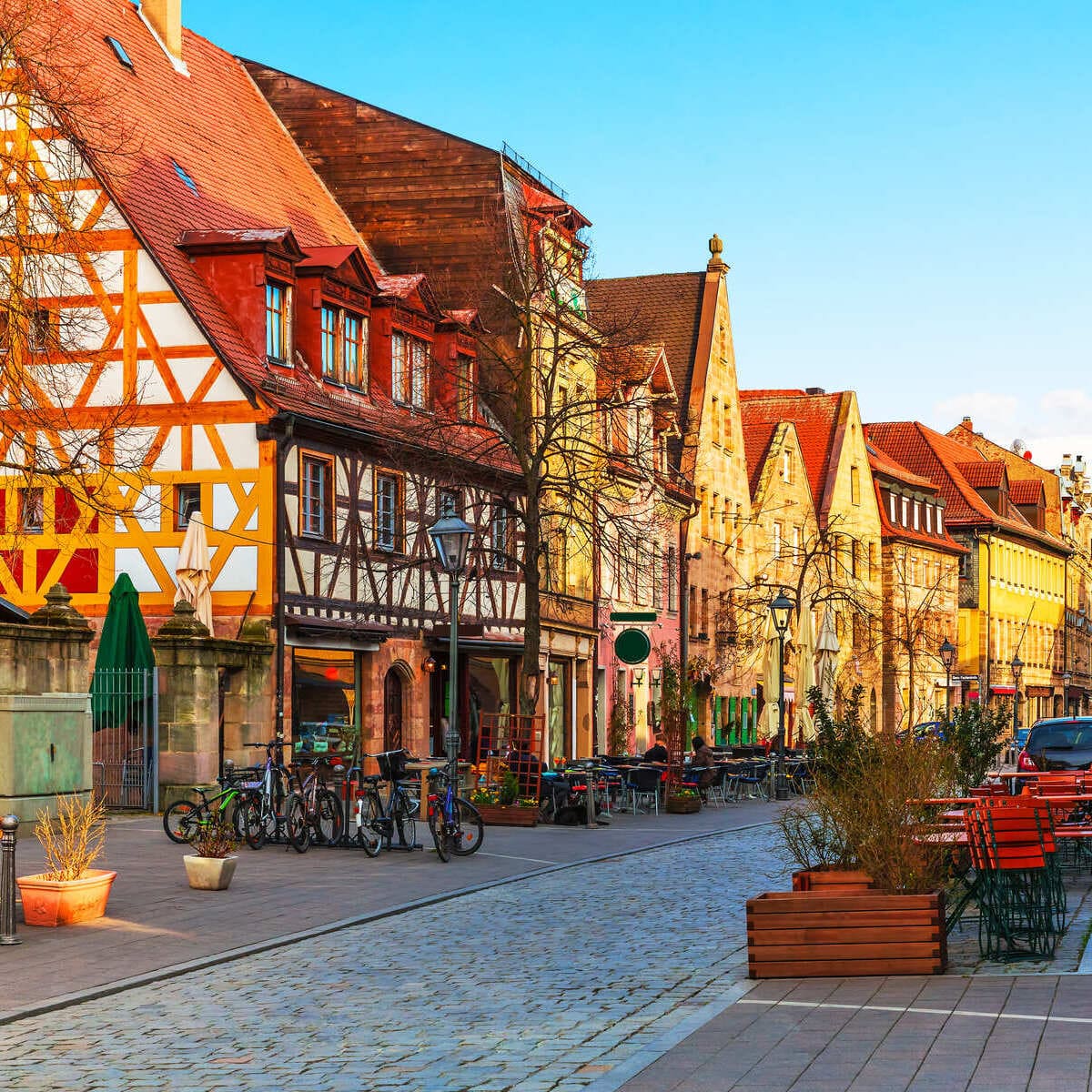 Timbered Buildings In Furth Altstadt Seen In The Fall, Germany