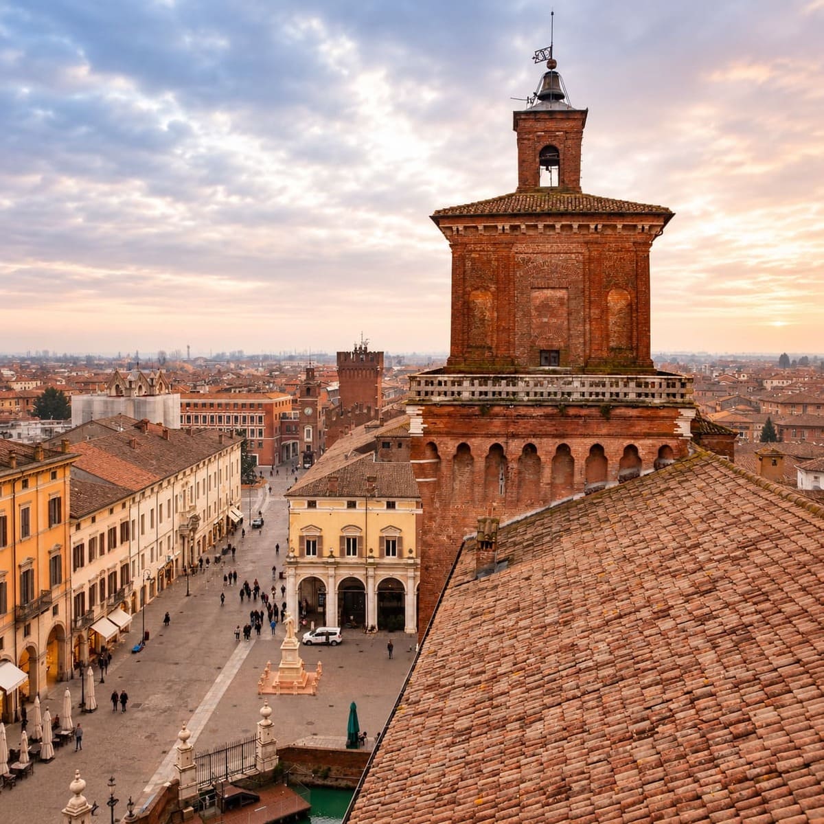 Torre dei Leoni, The Best Preserved Medieval Tower Of Castello Estense, Ferrara, Northern Italy