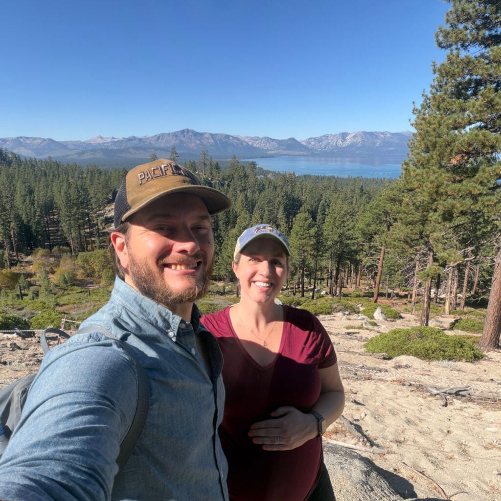Tyler and Liz Fox hiking at Lake Tahoe, photo by Tyler Fox