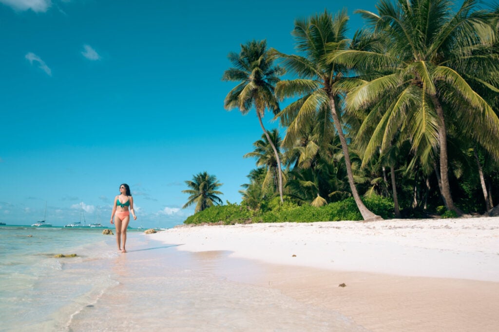 Woman on Caribbean beach