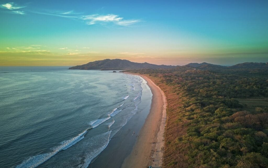 aerial view of sunset at beach Playa Grande Guanacaste Costa Rica